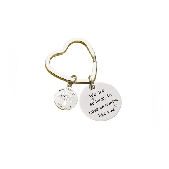 Aunt Appreciation Gift With Phrase Engraved on stainless steel Keychain - Picture 2 of 5
